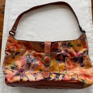 Patricia Nash Orange and Purple Floral Shoulder Bag
